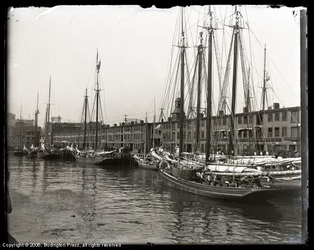 Fishing Schooners Docked T Wharf Boston